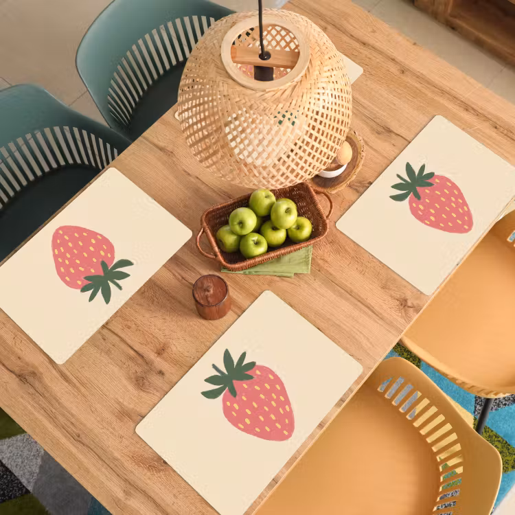 Vinilo para manteles individuales - Fresa - Minimalista - Rojo - Fruta — 3