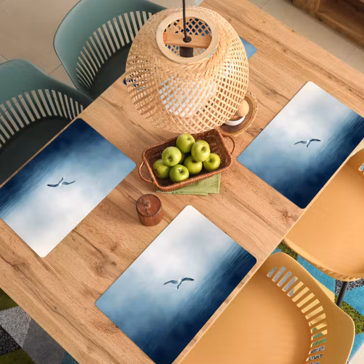 Vinilo para manteles individuales - Gaviota - Blanca - Mar - Niebla — 3