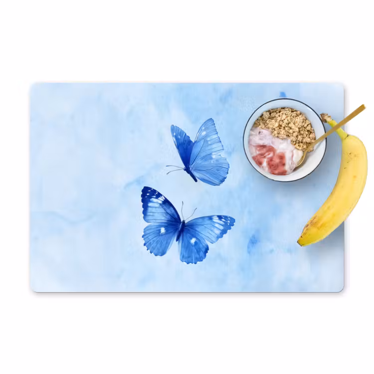 Vinilo para manteles individuales - Mariposas - Ornamental - Azul — 1