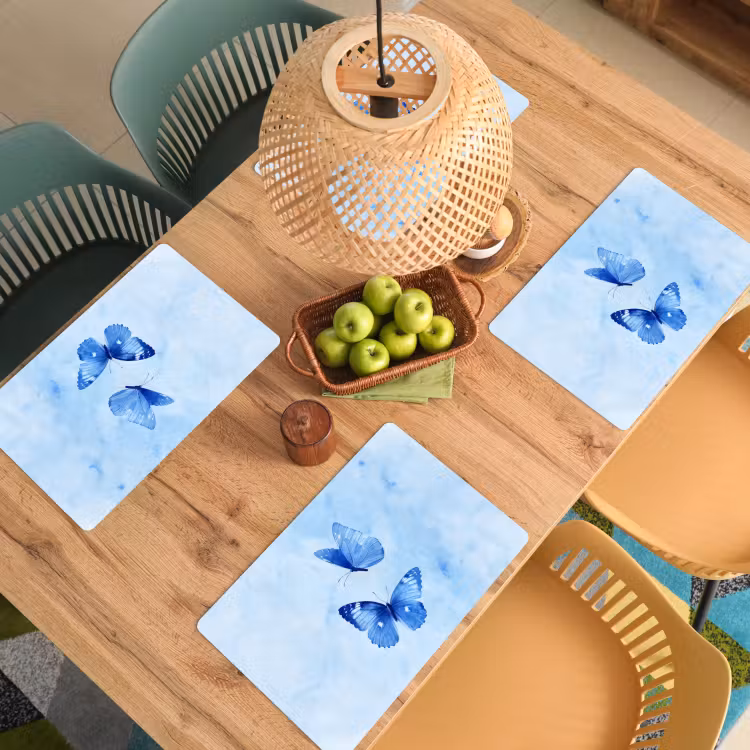 Vinilo para manteles individuales - Mariposas - Ornamental - Azul — 3