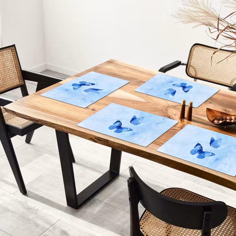 Vinilo para manteles individuales - Mariposas - Ornamental - Azul — 4
