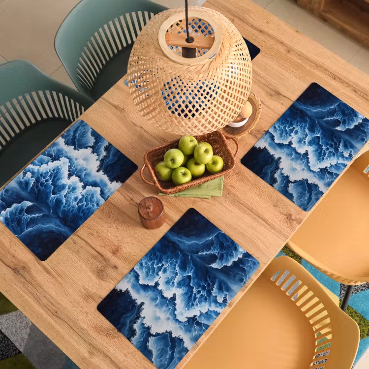 Vinilo para manteles individuales - Olas - Azul - Espuma — 3