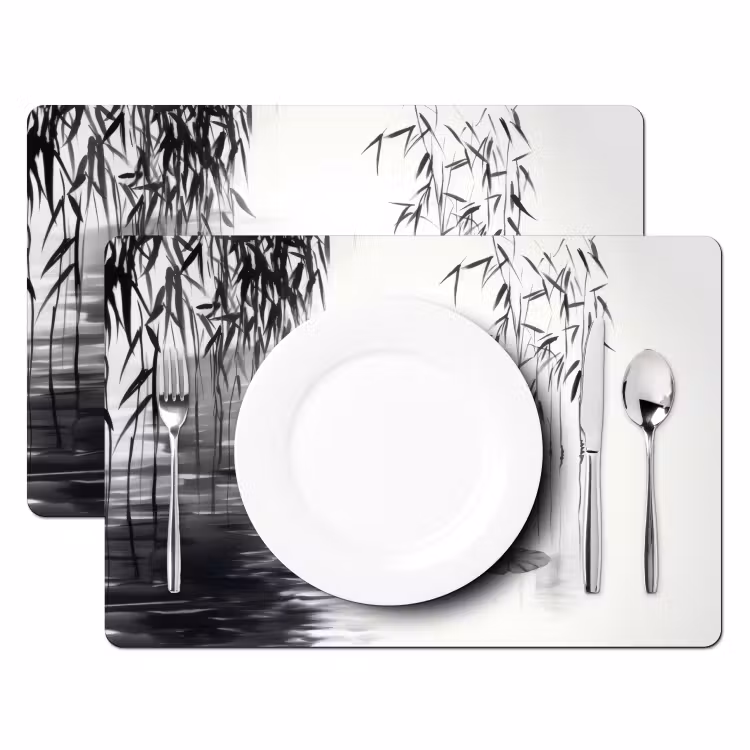 Vinilo para manteles individuales - Patos - Nenúfares - Bastón - Negro — 2