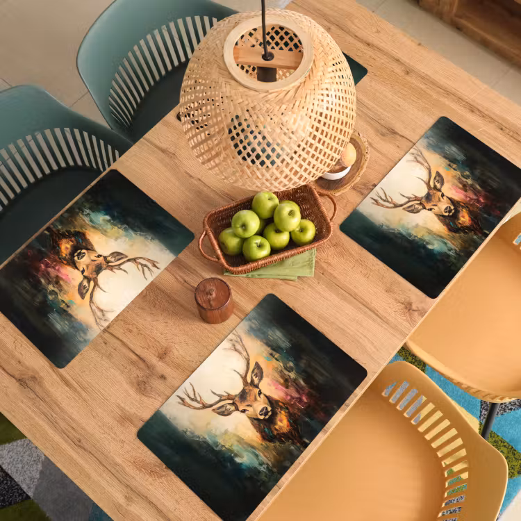 Vinilo para manteles individuales - Ciervo - Pintado - Cornamenta - Marrón — 3