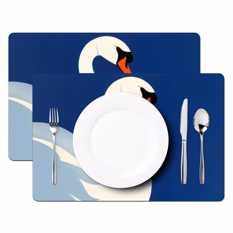 Vinilo para manteles individuales - Cisne - Blanco - Pico - Ilustración — 2