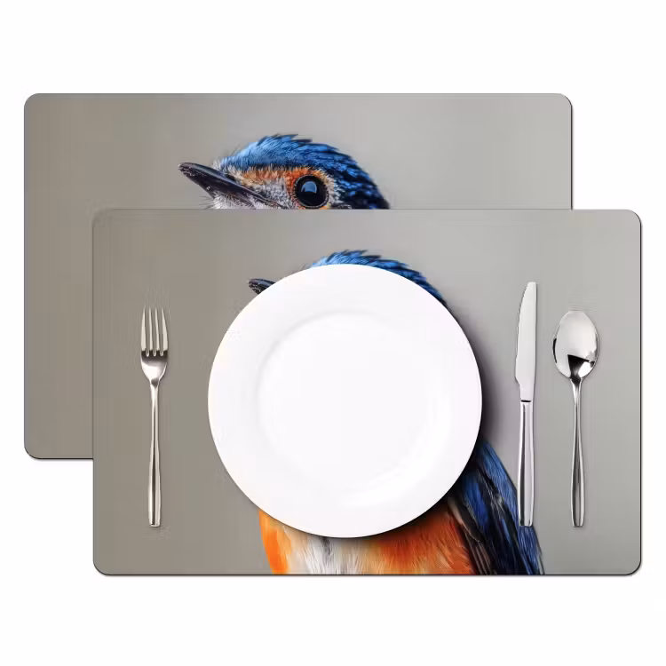 Vinilo para manteles individuales - Colorido - Pájaro - Plumas - Azul — 2