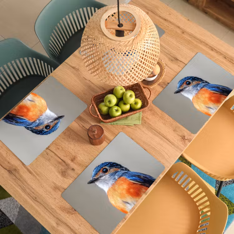 Vinilo para manteles individuales - Colorido - Pájaro - Plumas - Azul — 3