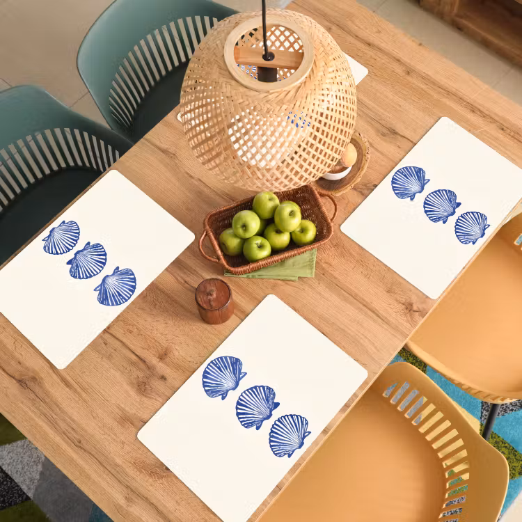 Vinilo para manteles individuales - Conchas - Azul - Patrón — 3