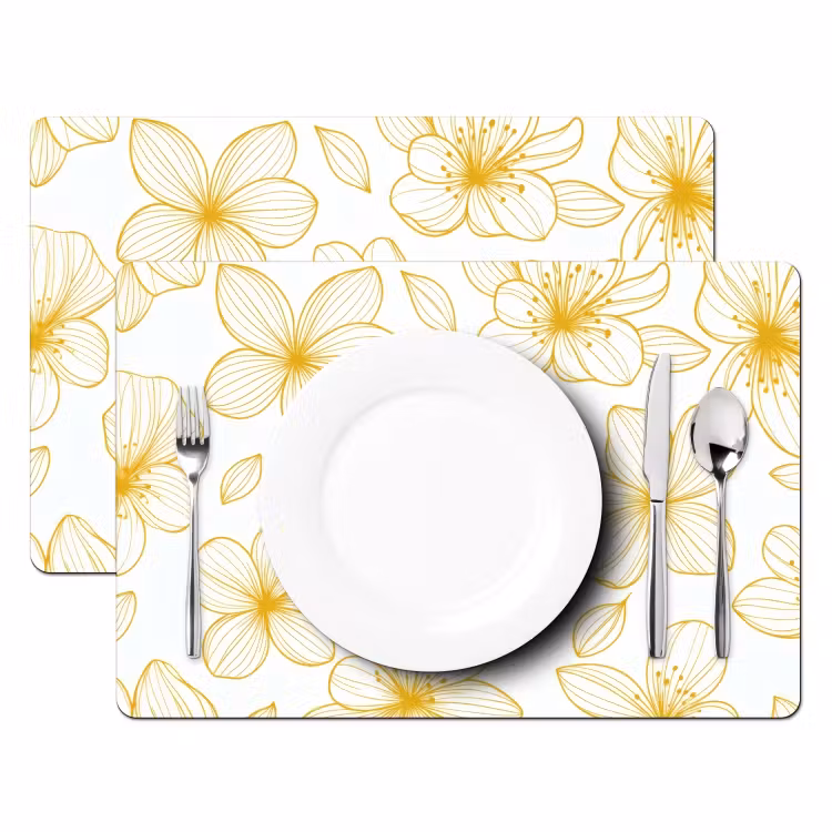 Vinilo para manteles individuales - Flores - Patrón - Ilustración - Amarillo — 2