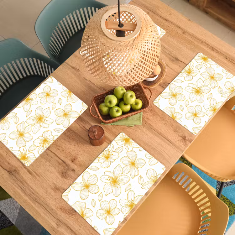 Vinilo para manteles individuales - Flores - Patrón - Ilustración - Amarillo — 3