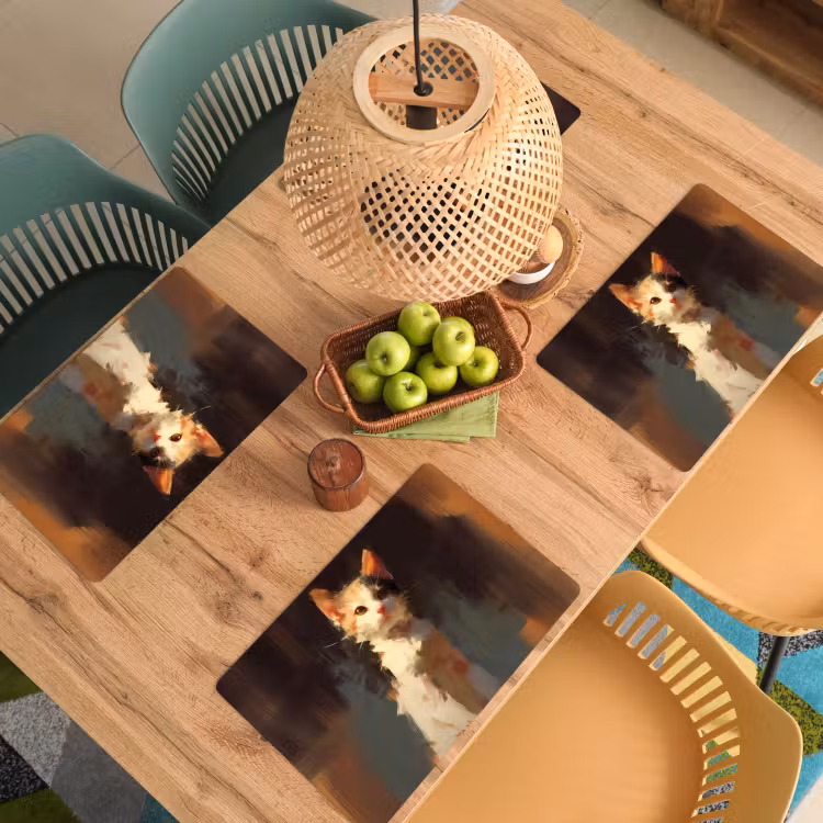 Vinilo para manteles individuales - Gato - Pintado - Artístico - Blanco — 3