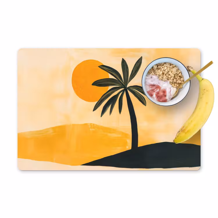 Vinilo para manteles individuales - Ilustración - Palmera - Sol - Colinas — 1