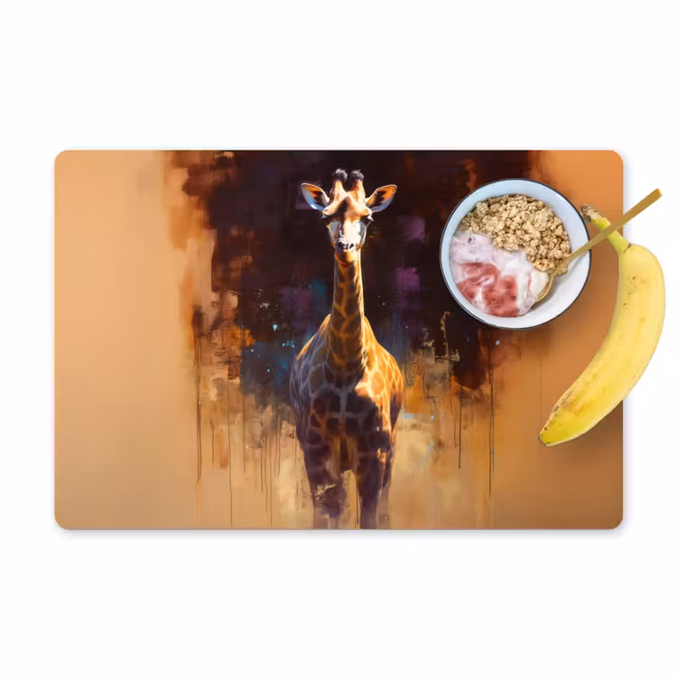 Vinilo para manteles individuales - Jirafa - Marrón - Abstracto - Pintado — 1