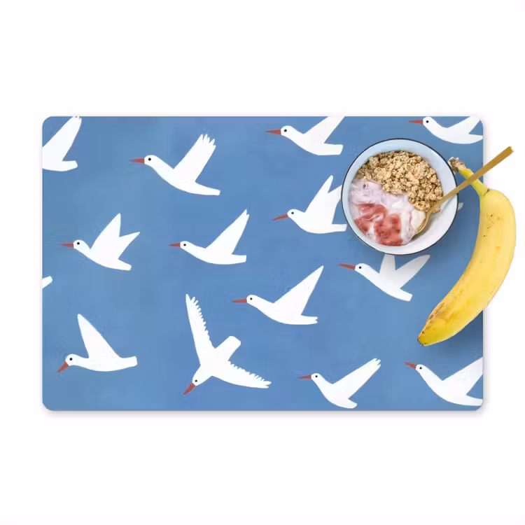 Vinilo para manteles individuales - Pájaros - Blanco - Patrón — 1