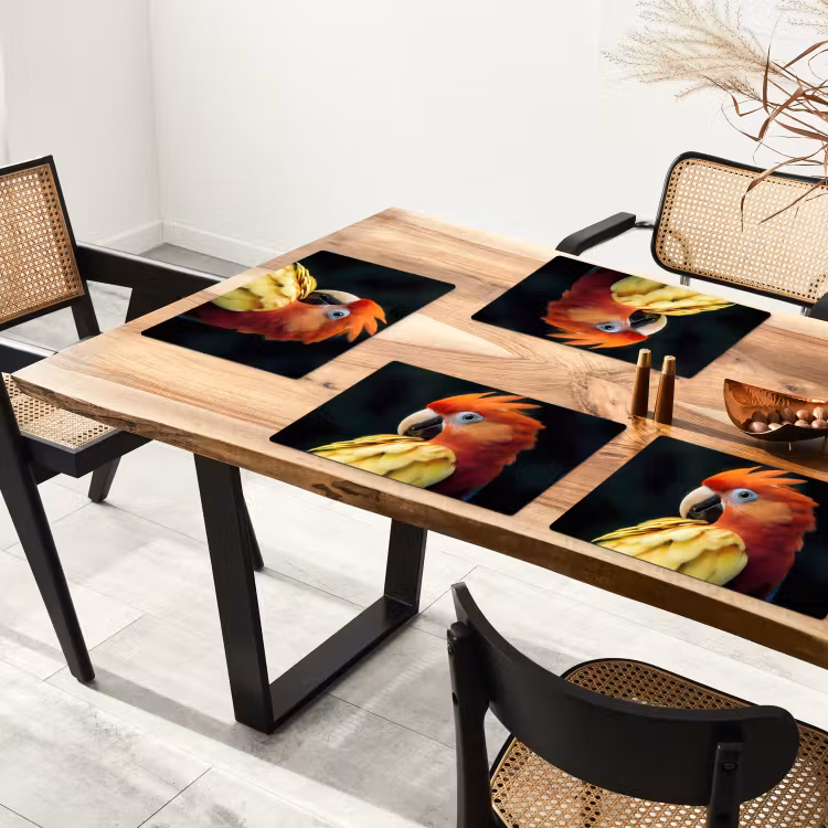 Vinilo para manteles individuales - Primer plano - Loro - Plumas - Naranja — 4