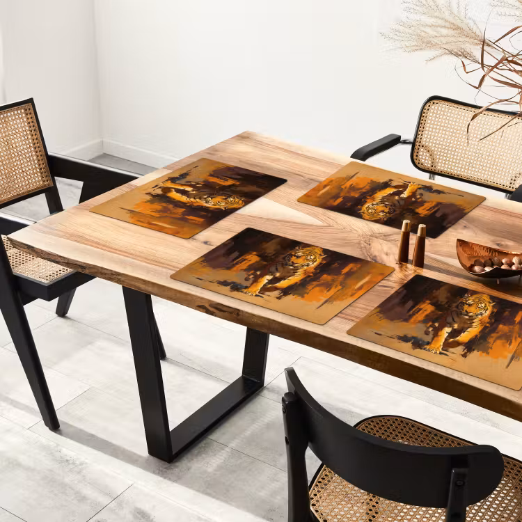 Vinilo para manteles individuales - Tigre - Pintado - Naranja - Pinceladas — 4