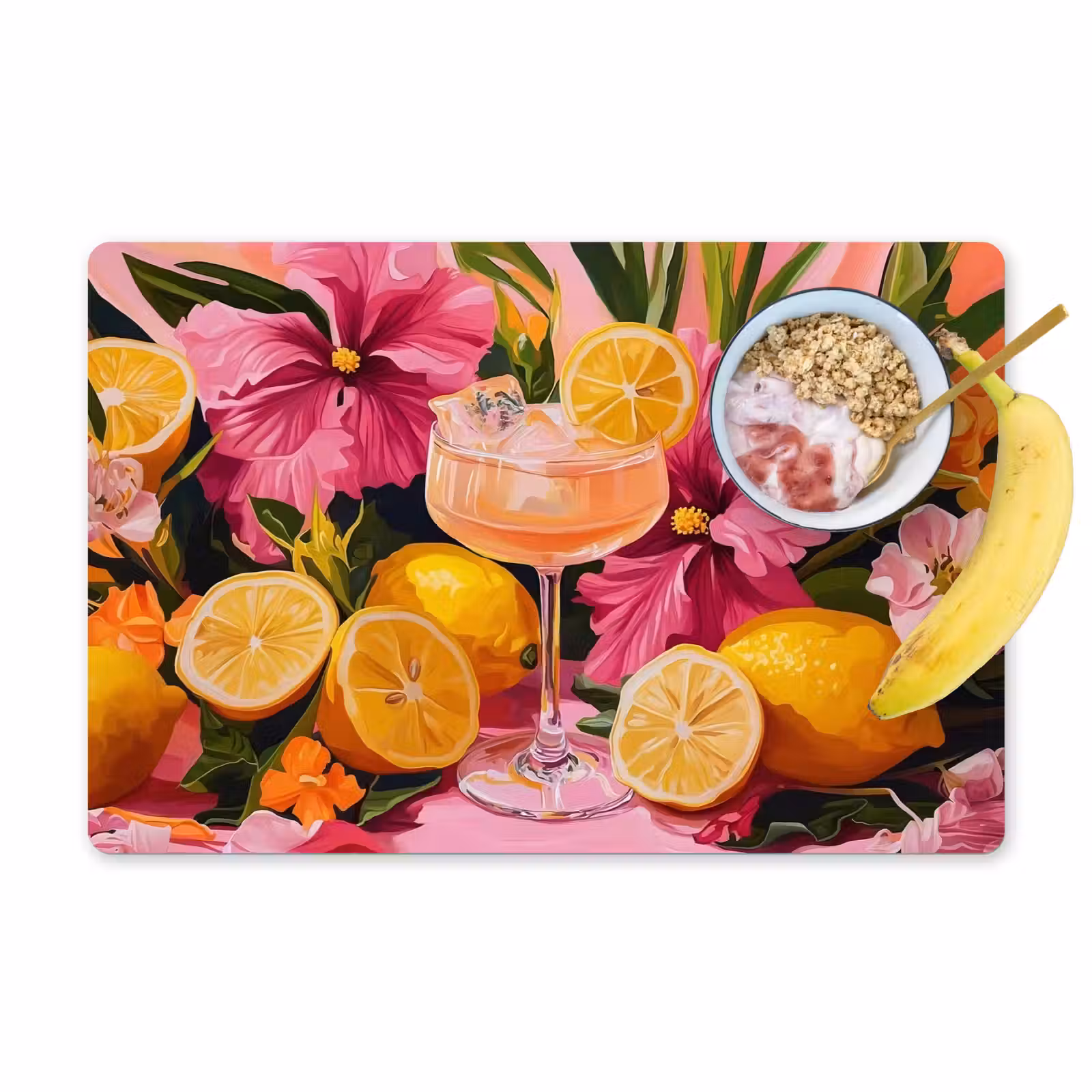 Vinilo para manteles individuales - Bebida - Flores - Amarillo — 1