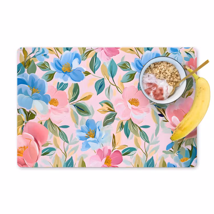 Vinilo para manteles individuales - Azul - Rosa - Flores — 1