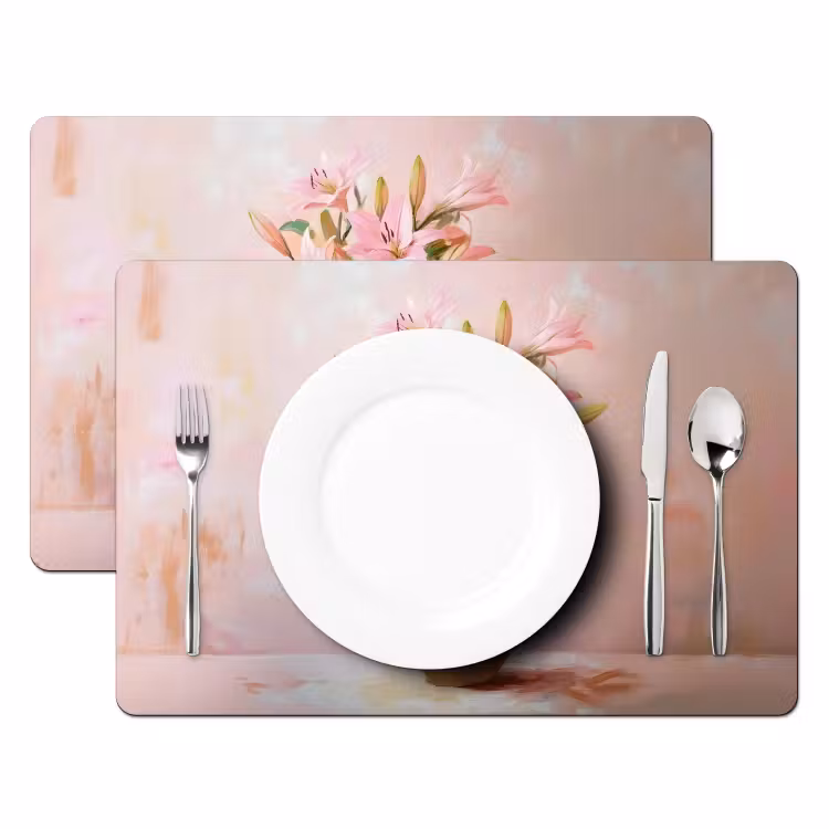 Vinilo para manteles individuales - Florero - Flores - Rosa — 2
