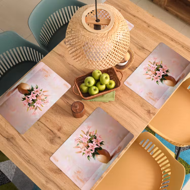 Vinilo para manteles individuales - Florero - Flores - Rosa — 3