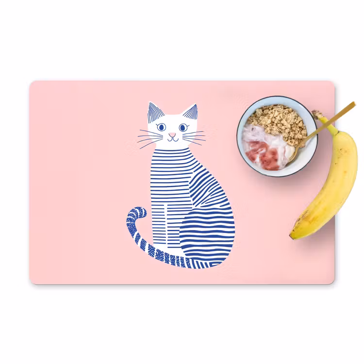 Vinilo para manteles individuales - Gato - Ilustración - Minimalista - Rosa — 1