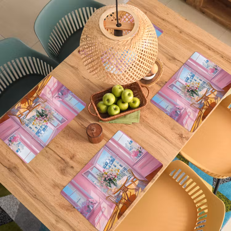 Vinilo para manteles individuales - Rosa - Ciudad - Flores — 3