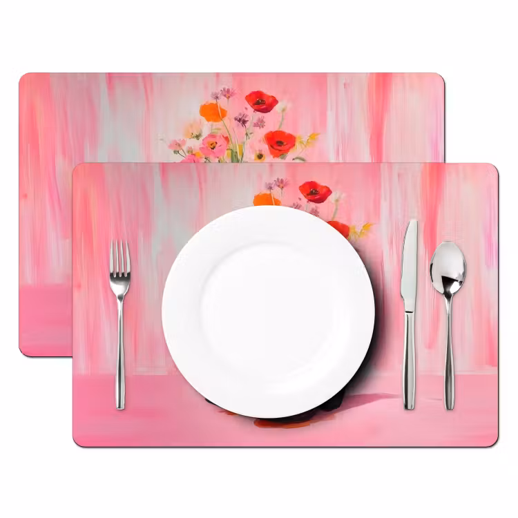 Vinilo para manteles individuales - Rosa - Flores - Vaquero — 2