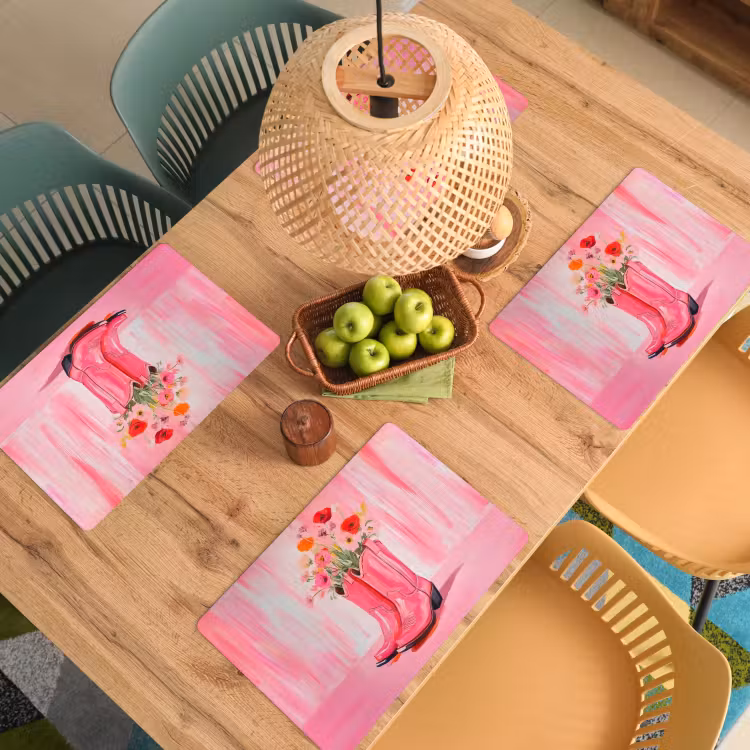 Vinilo para manteles individuales - Rosa - Flores - Vaquero — 3