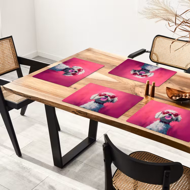 Vinilo para manteles individuales - Rosa - Perro - Burbuja — 4