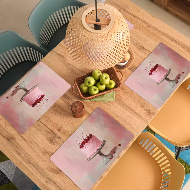 Vinilo para manteles individuales - Tarta - Rosa - Cereza — 3