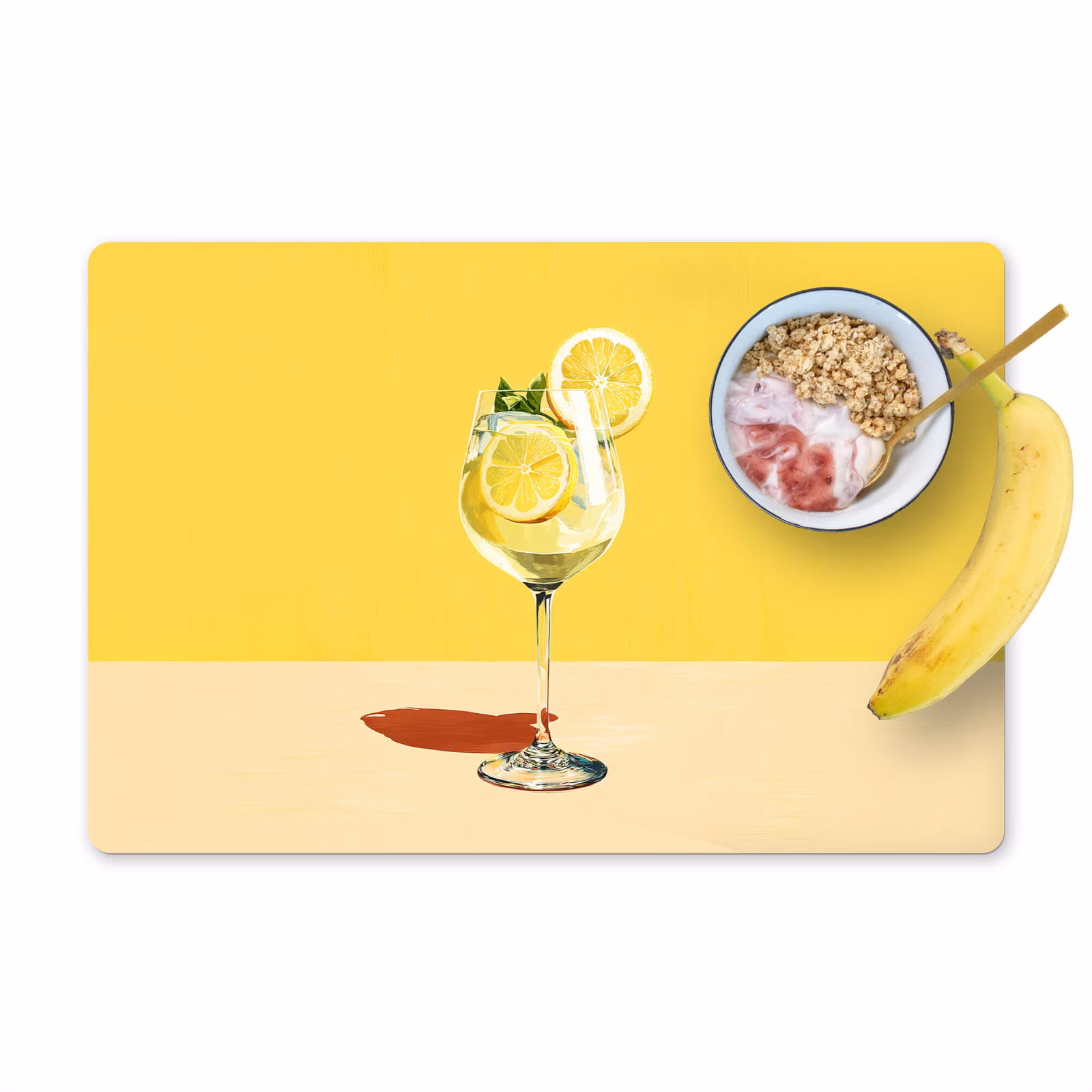 Salvamanteles - Copa de vino - Limón - Amarillo - Minimalista — 1