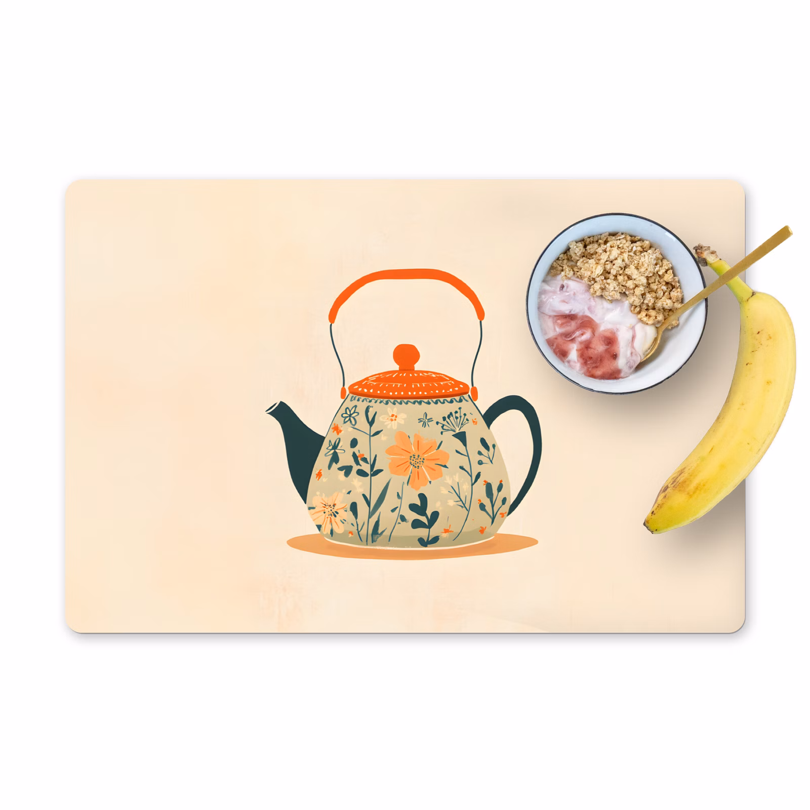 Salvamanteles - Naranja - Tetera - Flores - Hojas — 1