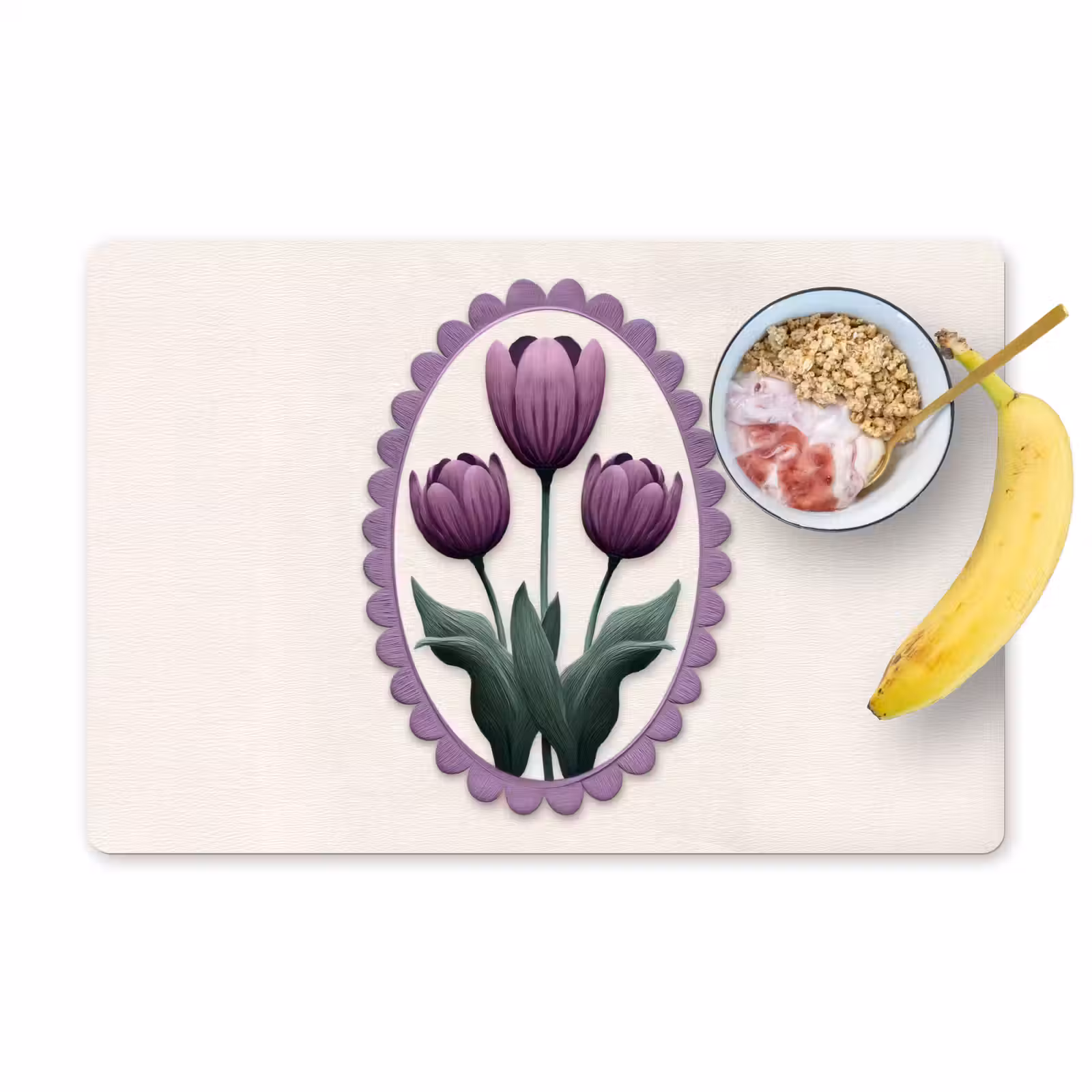 Salvamanteles - Tulipanes - Morado - Lista - Hojas — 1