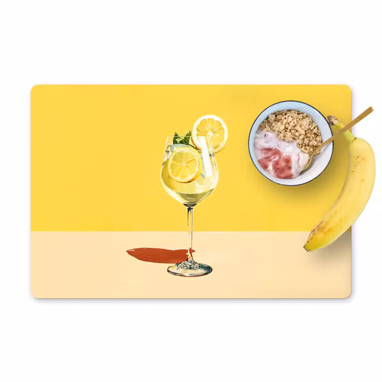 Salvamanteles - Copa de vino - Limón - Amarillo - Minimalista — 1