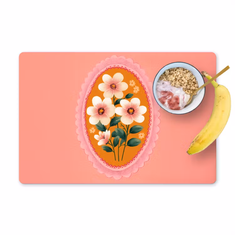 Salvamanteles - Ilustración - Flores - Borde - Rosa — 1