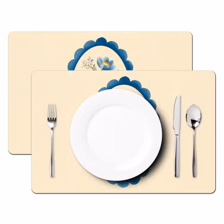 Salvamanteles - Lista - Flores - Azul claro - Ilustración — 2