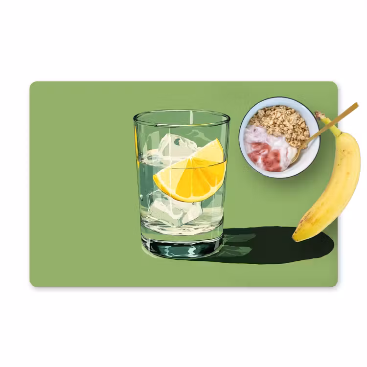 Salvamanteles - Vaso - Limón - Cubitos de hielo - Verde — 1