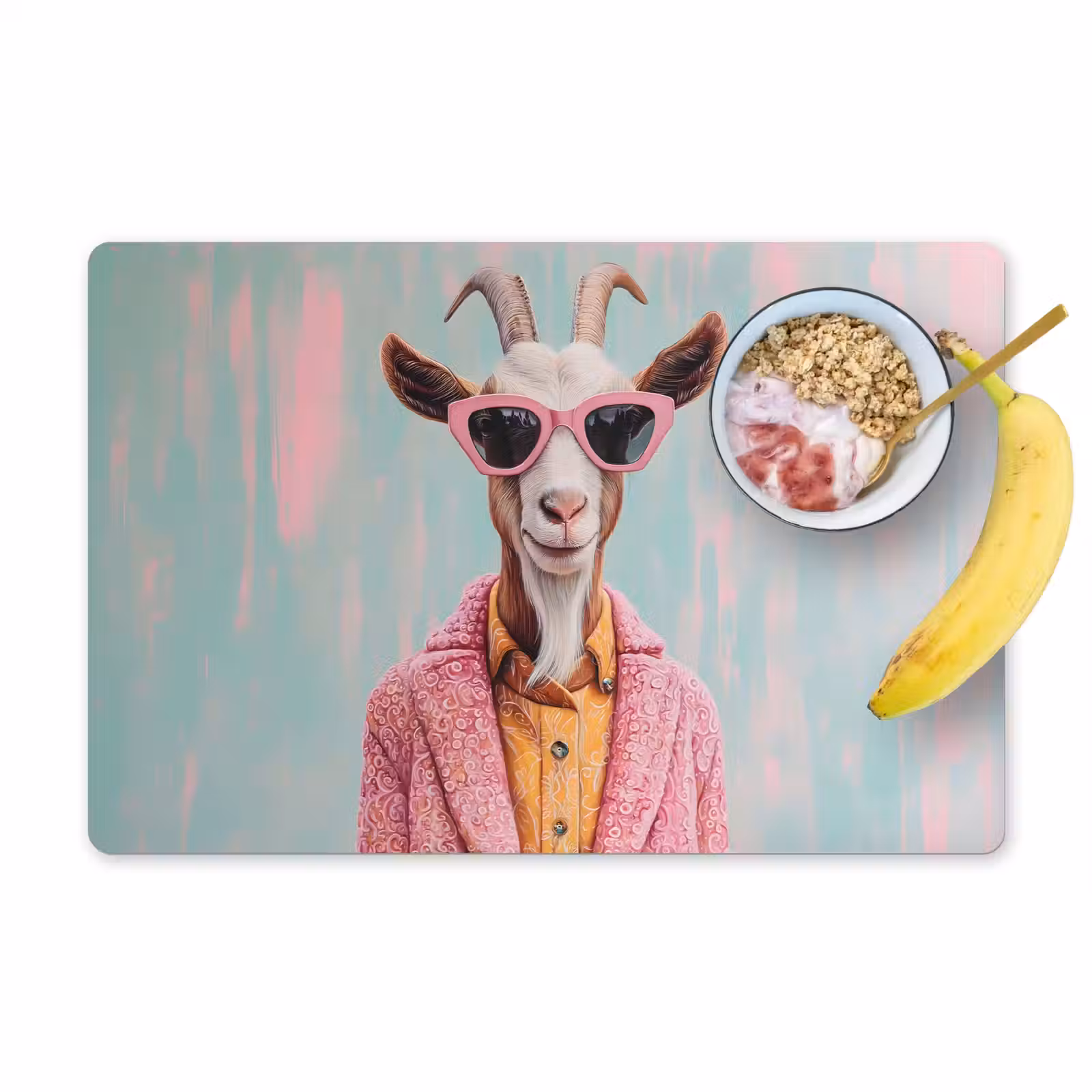 Vinilo para manteles individuales - Gafas de sol - Rosa - Cabra - Oído — 1