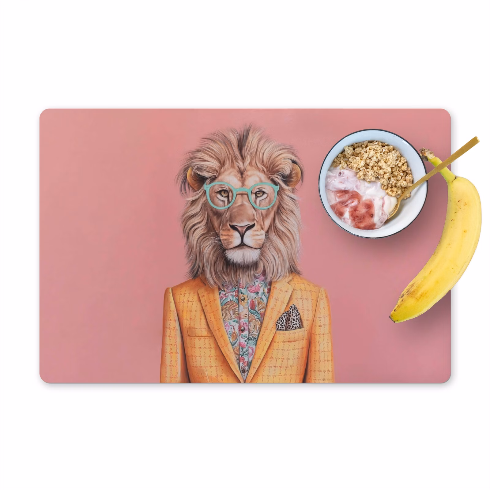 Vinilo para manteles individuales - León - Traje - A cuadros - Gafas — 1