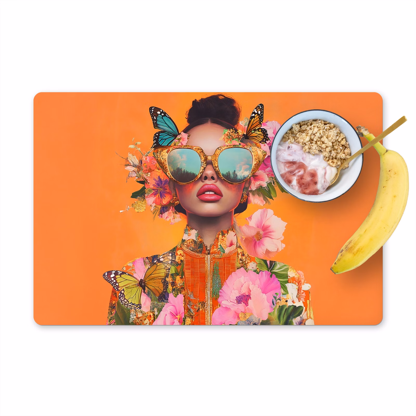 Vinilo para manteles individuales - Mariposas - Mujer - Gafas de sol - Colorido — 1