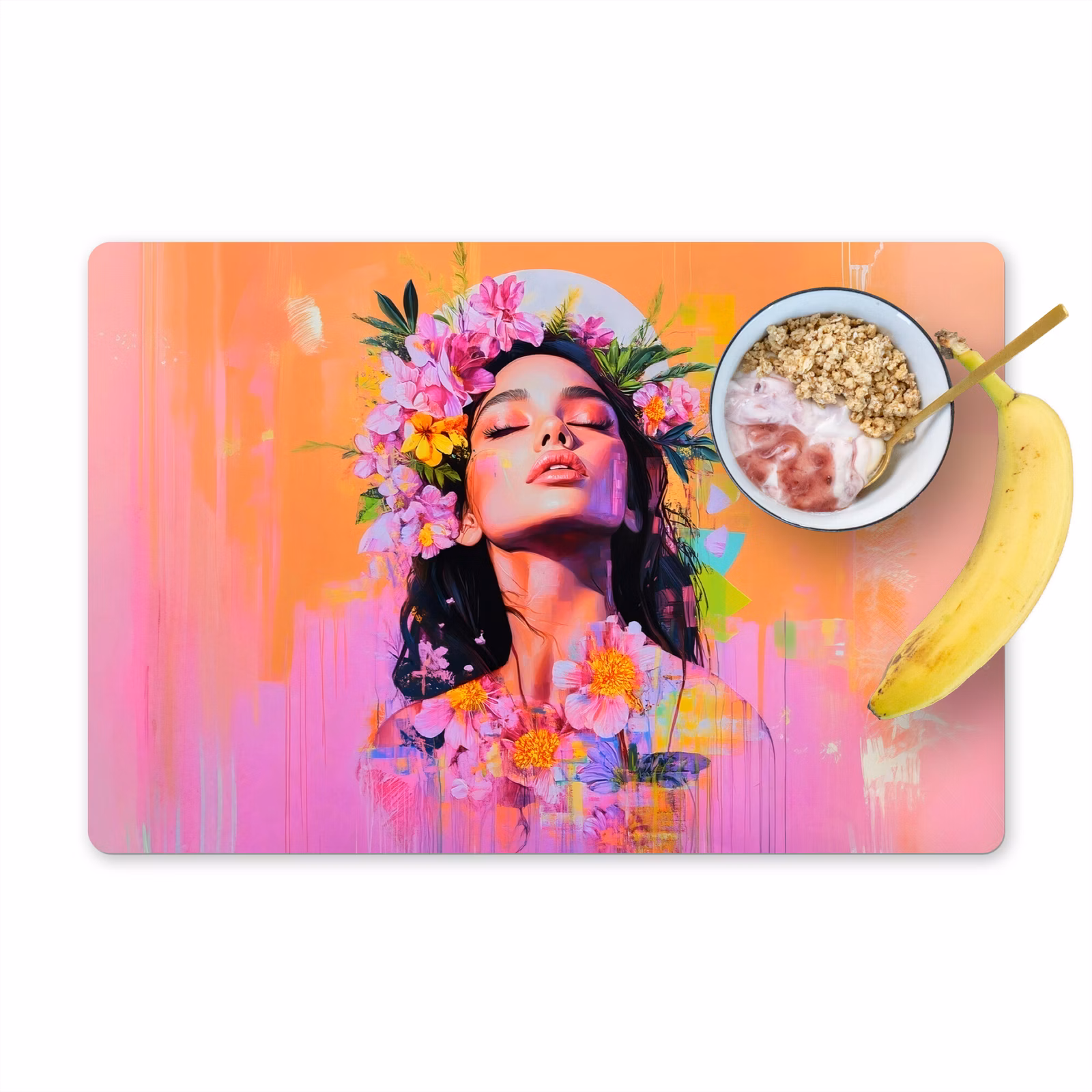 Vinilo para manteles individuales - Retrato - Corona de flores - Mujer — 1