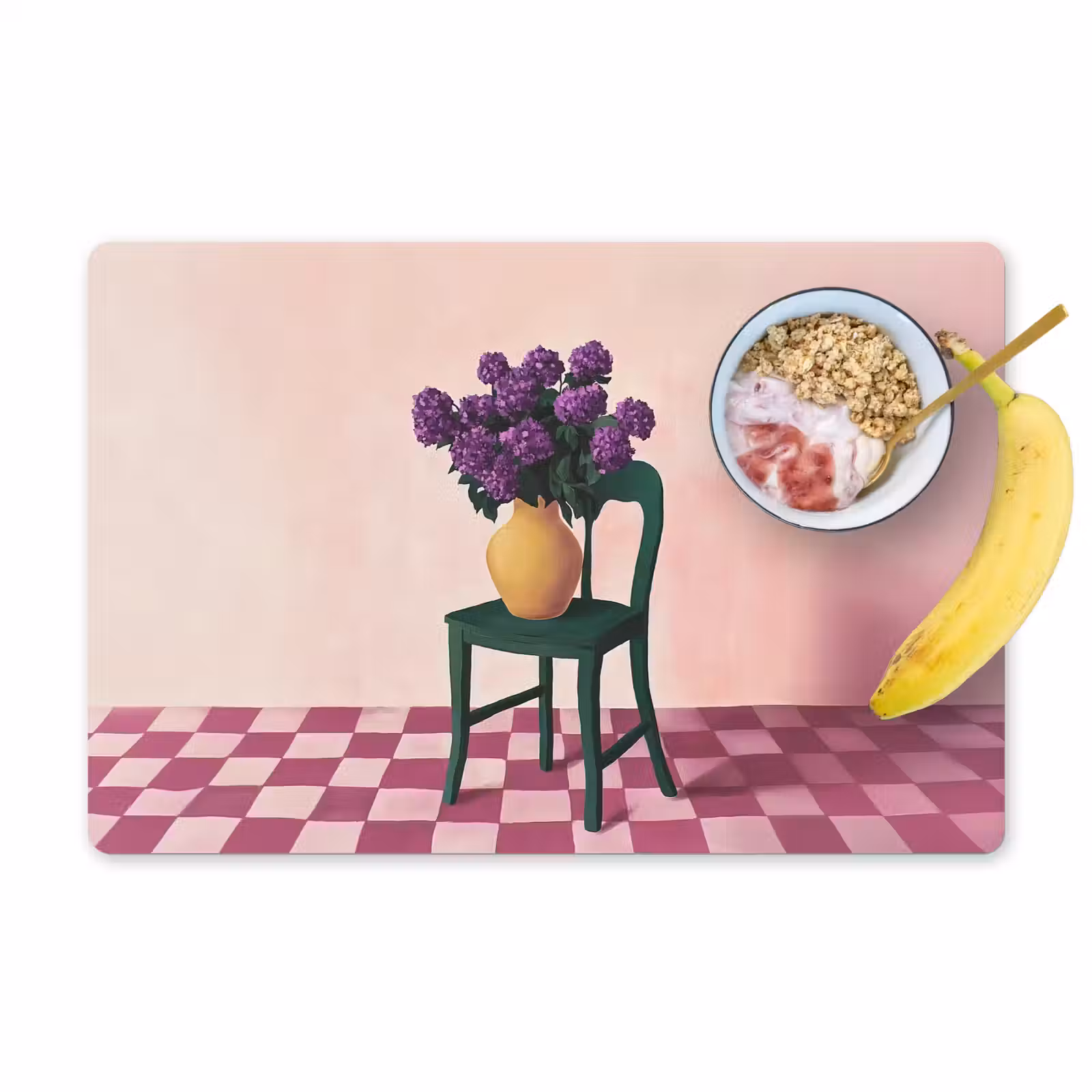 Vinilo para manteles individuales - Silla - Jarrón - Flores - Bloqueado — 1
