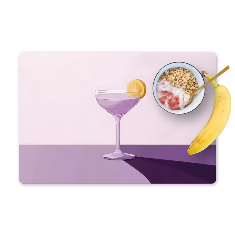 Vinilo para manteles individuales - Cóctel - Morado - Minimalista - Limón — 1