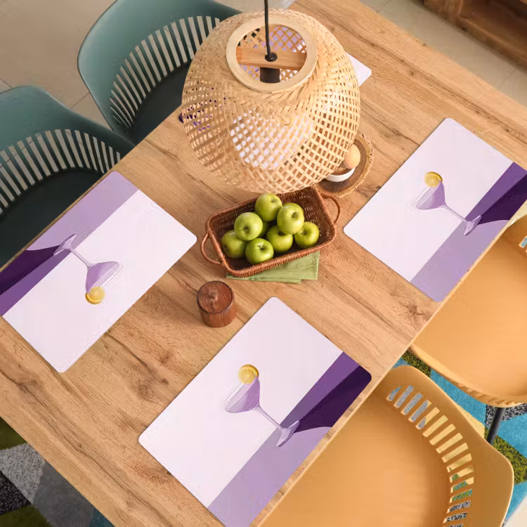 Vinilo para manteles individuales - Cóctel - Morado - Minimalista - Limón — 3