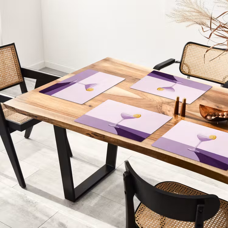 Vinilo para manteles individuales - Cóctel - Morado - Minimalista - Limón — 4