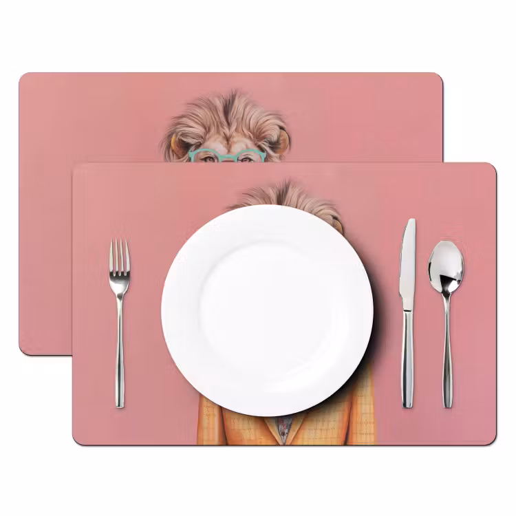 Vinilo para manteles individuales - León - Traje - A cuadros - Gafas — 2