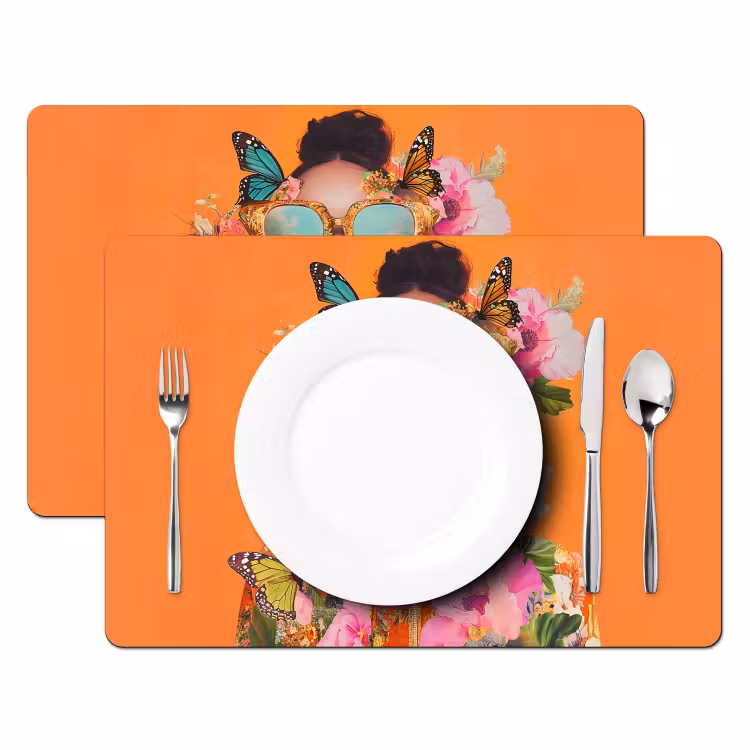 Vinilo para manteles individuales - Mariposas - Mujer - Gafas de sol - Colorido — 2