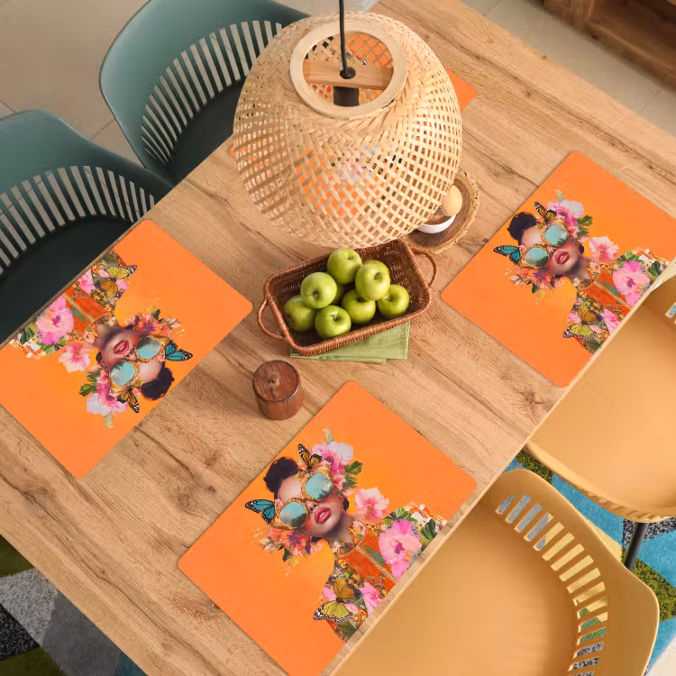 Vinilo para manteles individuales - Mariposas - Mujer - Gafas de sol - Colorido — 3