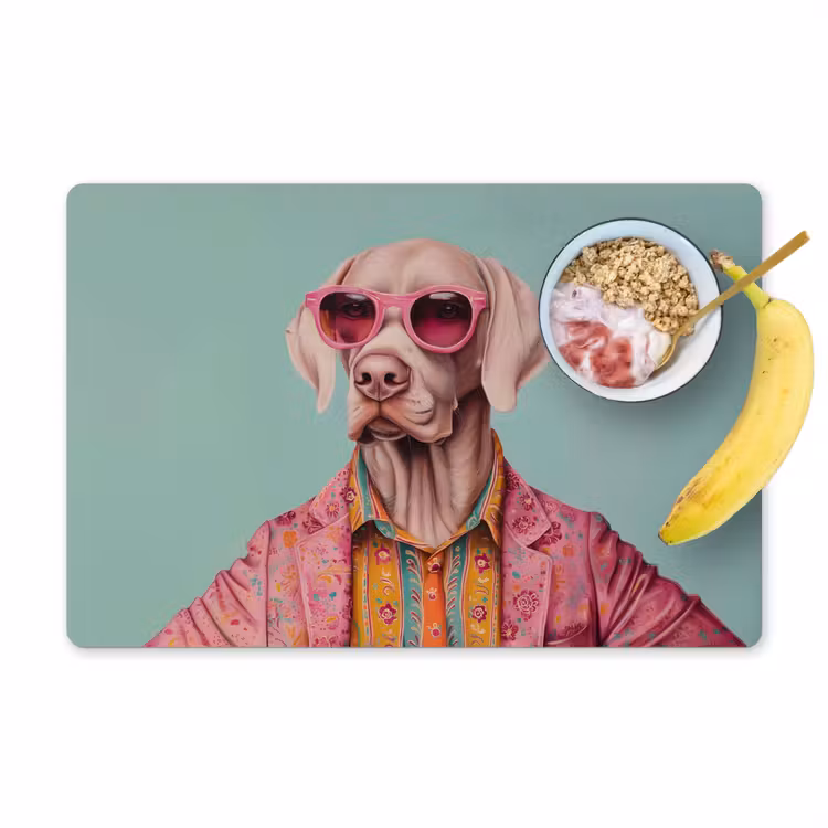 Vinilo para manteles individuales - Perro - Camisa - Flores - Gafas — 1
