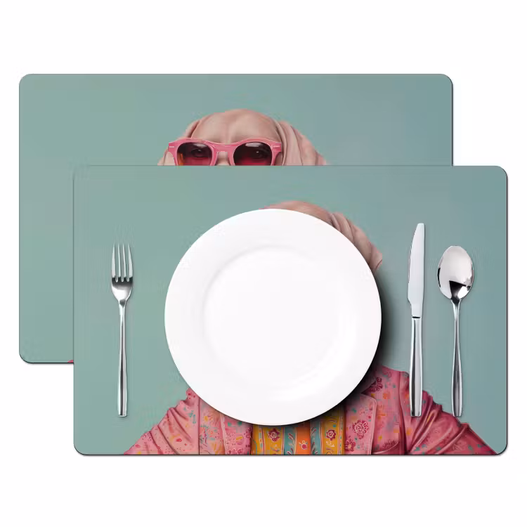 Vinilo para manteles individuales - Perro - Camisa - Flores - Gafas — 2